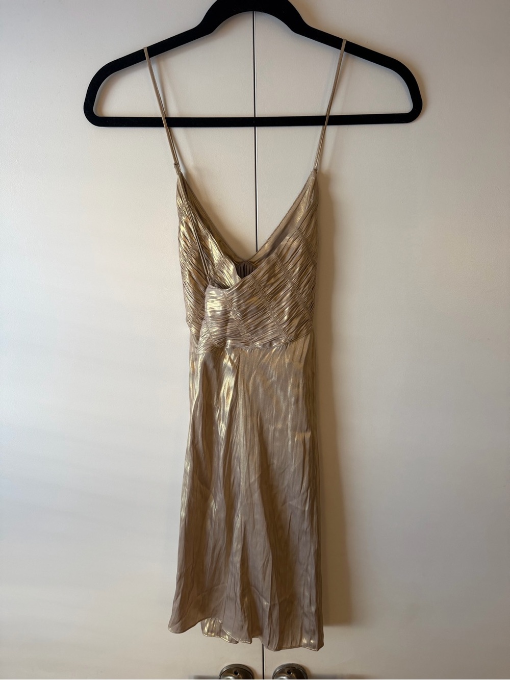 NWT - Metallic Champagne Slip Dress with Delicate Straps - Picture 9 of 11